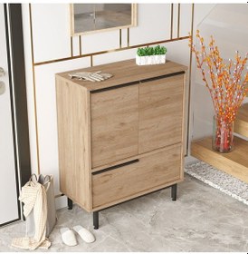 Resim Bohem Ayakkabılık Çok Amaçlı Dolap 3 Kapaklı Metal Ayaklı Sepet Boh8c-s Kahverengi 