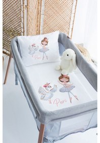 Resim %100 Pamuk Saten İsme Özel 70x120 Park Yatak Nevresim Seti Balerin 