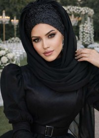 Resim Aişe tesettür Siyah Simli Hazır Abiye Şal 