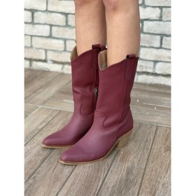 Resim Love Shine Alora Büyük Numara Uzun Kovboy Kadın Botu Suni Deri Western Stil 