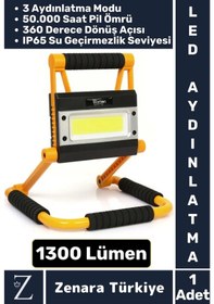 Resim Premium Uzun Ömürlü Kamp Avcı Deprem 3 Modlu 360 Derece Döner Şarjlı 1300 Lümen Led Aydınlatma 