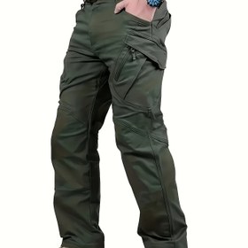 Resim Erkekler için Hafif Taktik Kargo Pantolonu, Çoklu Cep ile - Nefes Alabilen Polyester, Açık Hava Yürüyüşü, Eğitim ve Balıkçılık için Uygun - Siyah, Kahverengi, Pratik Uzun Pantolon | Açık Hava Pantolonu | Dayanıklı Kumaş, Kemer Olmadan Kamp Ekipmanı 