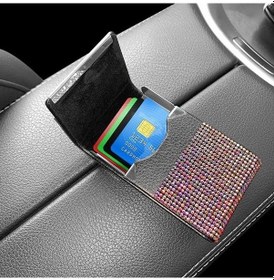 Resim Novahub Kırmızı Elmas Sürücü Belgesi Kart Tutucu Araba Ehliyet Kredi Kartı Saklama İç Çevirme Bayanlar Kızlar Araba Bling Aksesuarları Kırmızı 