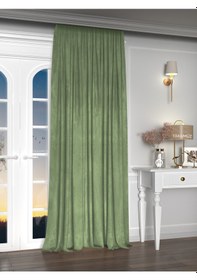 Resim Yakamoz Kadife Görünüm Çağla Yeşili Ada Fon Perde Ekstraforlu Velvet Touch Serisi Çağla Yeşili 