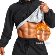 Resim Erkek Sauna Fermuarlı Kapüşonlu Ceket - Siyah, Polar Kaplı, Uzun Kollu, Fermuarlı Kapanış, Günlük/Fitnes/Gündelik Giyim İçin İdeal, Polar Kaplı, Fermuarlı Kapanış, Kapüşonlu Ceket 