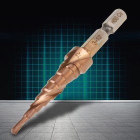 Resim Tenfowee Hss Kobalt İçeren Altıgen Saplı Spiralli Basamaklı Matkap Ucu, Titanyum Kaplama, Çelik/alüminyumda Farklı Boyutlarda Delik Açma, Dayanıklı Ve Kırılmaya Dayanıklı 4-20mm 