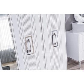 Resim Rio Gümüş Modern 6 Kapaklı Aynalı Gardırop Dolap 