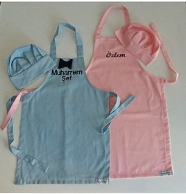 Resim Moms And Babies Anne Kız-erkek Çocuk Mutfak Ve Etkinlik Önlüğü Pembe 0-12 Yaş Beden Su İtici Kumaş İsme Özel Mavi Pembe 