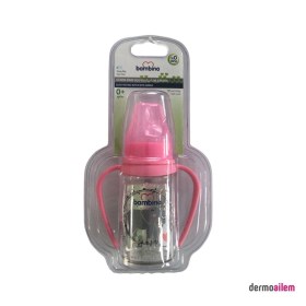Resim Bambino Silikon Kiraz Uçlu Kulplu Cam Biberon 125 Ml Pembe B015 