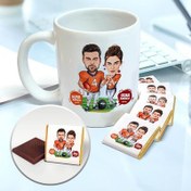 Resim Beyzbol Çiftleri Karikatürlü Kupa ve Çikolata 