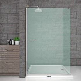 Resim Seperatör Duşakabin | Tek Sabit Cam Panel - 150-159cm / Krom / Sabit panel 