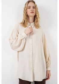 Resim Bigdart Kadın Dokulu Oversize Tunik 5989 - Krem 