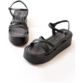 Resim Siyah Dolgu Kadın Sandalet Çok Renkli 