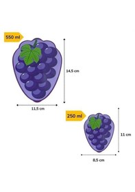 Resim 2'li İç İçe Geçebilen Üzüm Model Saklama Ve Beslenme Kabı Seti 550 Ml + 250 Ml Mor 