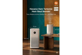 Resim Xiaomi Iyonizer Özellikli Ev Tipi Hava Temizleme Cihazı 48M² 360 Derece Emiş Gücü Sigara Dumanı ve Toz Engelleyici + Hava Nemlendirici 