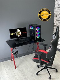 Resim Hey Modüler Mobilya Heygaming2 Profesyonel Oyuncu Masası Siyah Kırmızı 110 CM 