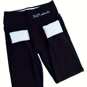 Resim Kadınlar İçin Şık Nakışlı Polar Astarlı Tayt - Yumuşak, Esnek, Sıcak Sonbahar & Kış Siyah Pantolonlar Alev Detaylı, Yüksek Bel Taytlar 