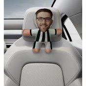 Resim Bk Gift Kişiye Özel Siyah Beyaz Futbolcu Tasarımlı Araç Koltuk Bebek Yastığı-1 