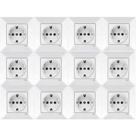 Resim Viko Meridian Topraklı Priz Çerçeveli Beyaz 12 Adet 