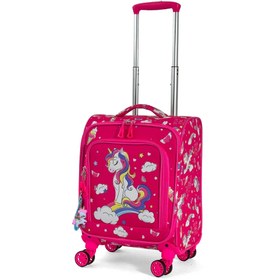 Resim Unicorn Desenli 4 Tekerlekli Çocuk Valizi, Eğlenceli Seyahat Arkadaşı - Unicorn Desenli 