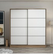 Resim Minarmobilya Minar Kale 2 Kapaklı Sürgülü Dolap 180 Cm - Dore/Beyaz (541417044) 