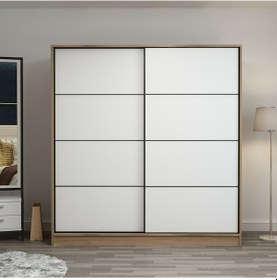 Resim Minarmobilya Minar Kale 2 Kapaklı Sürgülü Dolap 180 Cm - Dore/Beyaz (541417044) 