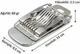 Resim Yumurta Dilimleyici - Paslanmaz Çelik Telli Yumurta Kesici, Kahvaltı ve Salata İçin Pratik ve Eşit Dilimleme Aparatı (2, Çelik) 