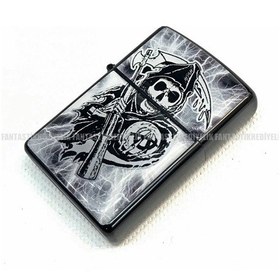 Resim Sons Of Anarchy Azrail Tırpan Mat Siyah Kapaklı Benzinli Çakmak 