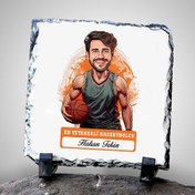 Resim Karikatürlü En Başarılı Erkek Basketbolcu Dekoratif Taş 