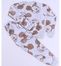 Resim Hçm Erkek Çocuk Pijama Takımı Şardonlu Mickey Mouse Baskılı Ribanalı E27 Gri 