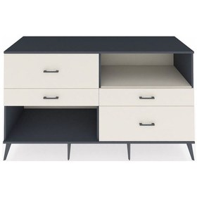 Resim Kronos Konsol Tek Raflı 4 Çekmeceli 176x59x99 Antrasit-aytaşı Antrasit-aytaşı 