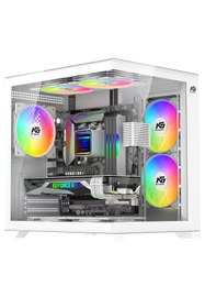 Resim Next Gaming Orion Cube 750W 80+ Bronze Power 5x Tuştan Değişen RGB Fanlı M-Atx Boş Bilgisayar Kasası Beyaz 