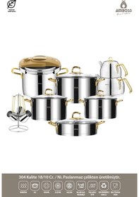 Resim Dıamond Paslanmaz Çelik 18 Parça Çeyiz Seti Gold Altın 