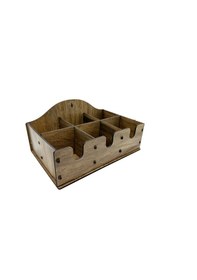 Resim Kahverengi Ahşap Dekoratif 6 Bölmeli Sandık Takı Kutusu, Kafe Restoran Oteller İçin Çok Amaçlı Kutu 