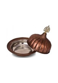 Resim Turna Bakır Paşaçadırı Yuvarlak Sunum Tabağı 30 Cm El Dövme Oksit Turna9058-3 