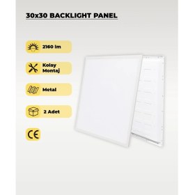 Resim AC Aydınlatma 24W 30X30 Backlight LED Panel Armatür 4000K (Gün Işığı) 2 Adet 