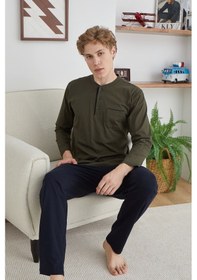 Resim Mtm My The Mall Erkek 9111 Battal Erkek Midi Yaka Pijama Takımı Yeşil 