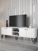 Resim Wood'n Love Sofia 180 Cm Metal Ayaklı Tv Ünitesi - Beyaz \u002F Siyah 