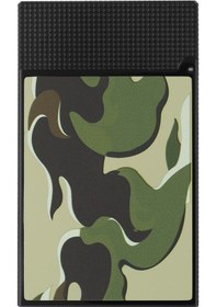 Resim S.t. Dupont Ligne 2 Camo Haki Guilloche Çakmak C16050 Siyah 