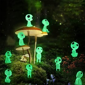 Resim 10 adet Renus Parlayan Ağaç Perileri - Işık Yayan Reçine Hayalet Figürleri, Bahçe, Yosun Manzarası, Akvaryum ve Bebek Evi için Minyatür Yabancı Dekor, DIY Terraryum El Sanatları, Cadılar Bayramı Dış Mekan Dekorasyonları 