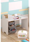 Resim Miracle 3d Çocuk Çalışma Masası 90x45 Cm 3 Sepetli Çocuk Çalışma Masası Sandalye Yoktur Beyaz 