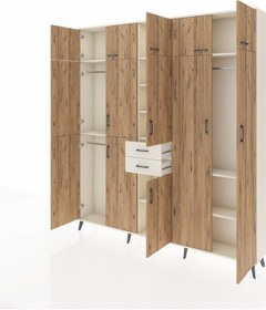 Resim Arges Dolap 10 Raflı 2 Çekmeceli 3 Askılı 220x30x243 Aytaşı-çam/aytaşı Atlas Çam/aytası 