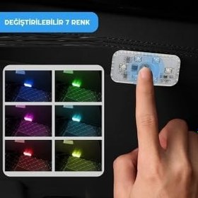 Resim Zauss 7 Renk Değişebilen Dokunmatik Sensörlü Mini 6 Led Lamba USB Şarj Edilebilir Mıknatıslı Aydınlatma 