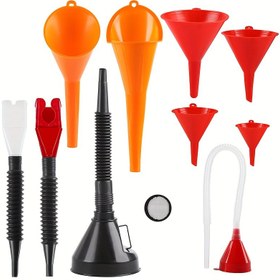 Resim 10 Adet Otomotiv Huni Seti, Plastik Uzun Boyunlu Yağ Hunisi, Snap Huni, Esnek Sağ Açılı Huni, Geniş Ağızlı Yakıt Hunisi, Soğutucu/Benzin/Su/Motor Yağı Doldurma için Plastik Huni 