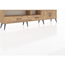 Resim Arges Tv Ünitesi 3 Raflı 2 Çekmeceli 2 Kapaklı 220x30x51 Çam-çam Atlas Çam/atlas Çam - Atlas Çam 