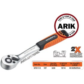 Resim Somafix Tools 1/2 Inç Kompakt Kafa Düğmeli Cırcır Kolu 