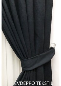 Resim Evdepo Home Deniz Soft Pileli Fon Perde Siyah (446699454) Siyah 