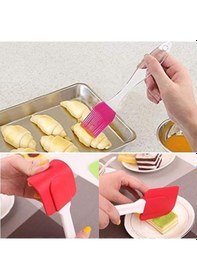 Resim 2& 39 Li Silikon Pasta - Börek - Poğaça Yağ Fırçası Ve Spatula Seti Çok Renkli 
