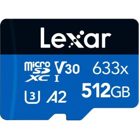 Resim Lexar 633X 512 GB Micro Sd Kart, Microsdxc Uhs-I Kart + Sd Adaptör, 100MB/S Okumaya Kadar Microsd Hafıza Kartı, A2, Sınıf 10, U3, V30 (LMS0633512G-BNAAA) 