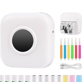 Resim Ozmik C17 Mini Taşınabilir Yazıcı 12 Rulo Kağıtlı Mürekkepsiz Etiket Yazıcısı Mini Termal Yazıcı Beyaz 